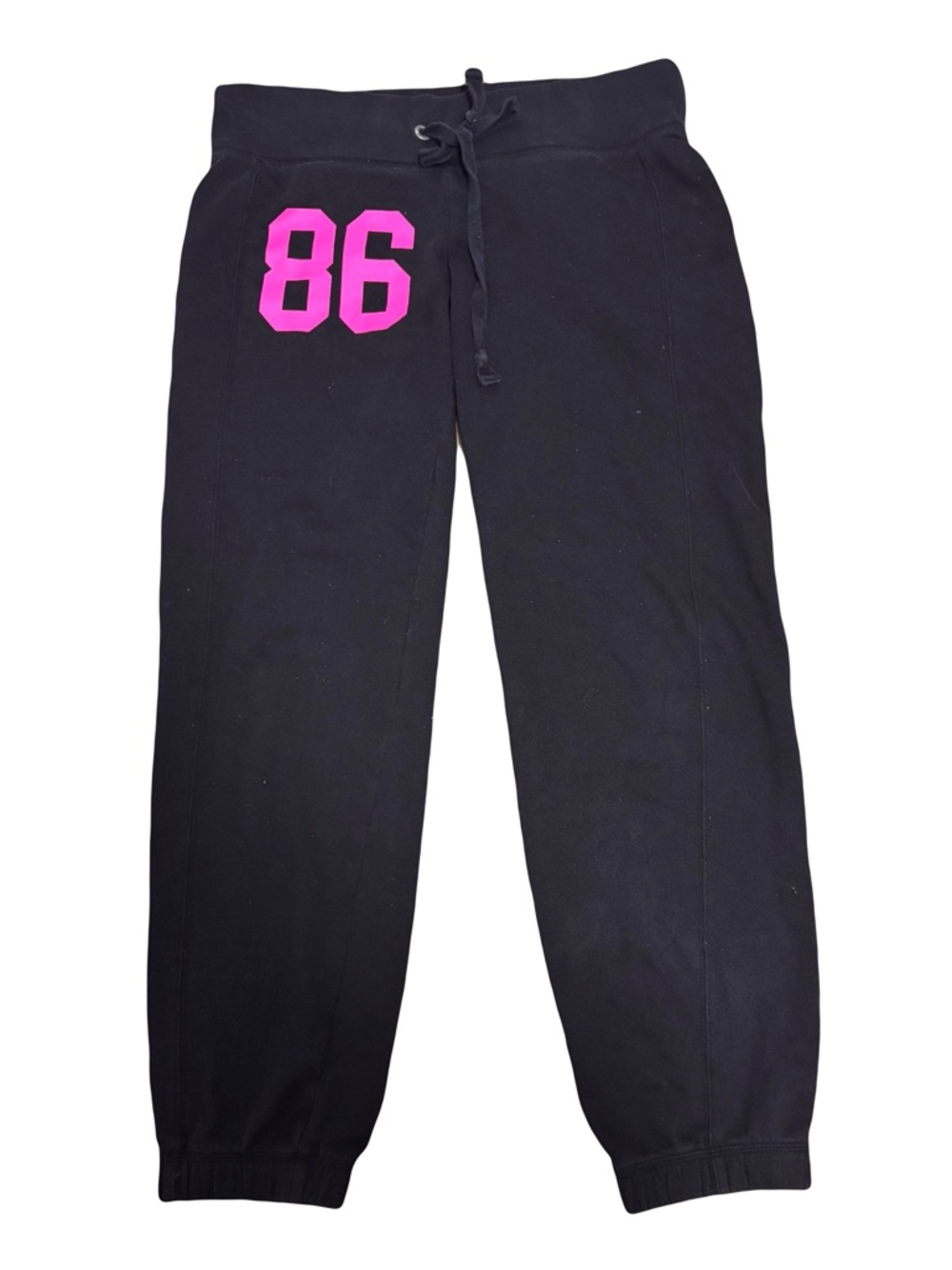 PINK Victoria's Secret Black Sweatpants with Hot Pink '86' Graphic